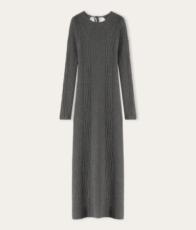 Abito a coste intrecciate in cashmere