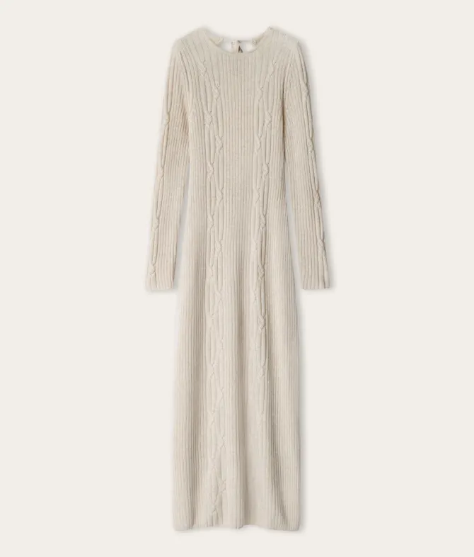 Abito a coste intrecciate in cashmere