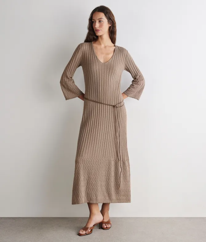 Abito punto onda in cotone lino