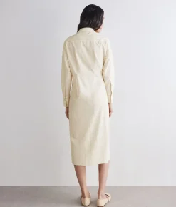 Abito rigato in cotone e lino