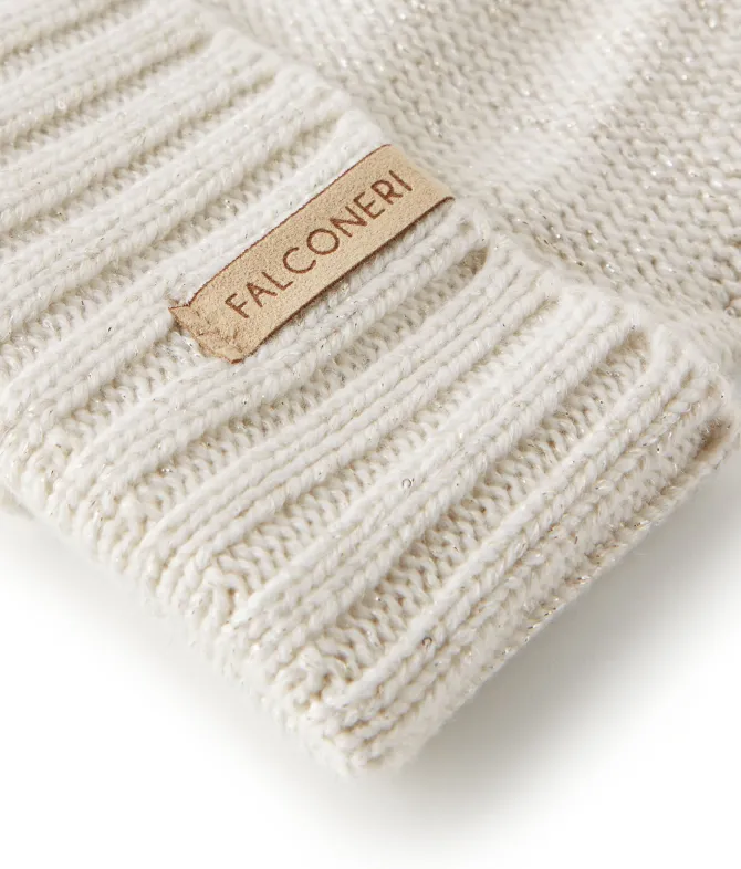 Berretto a coste in Cashmere Ultrasoft e paillettes