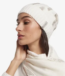 Berretto con trecce e strass in Cashmere Ultrasoft