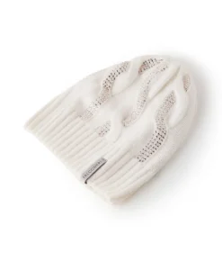 Berretto con trecce e strass in Cashmere Ultrasoft