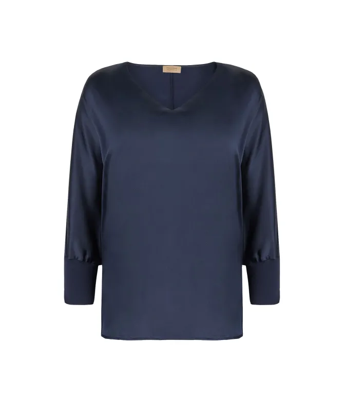 Blusa con scollo a V in seta