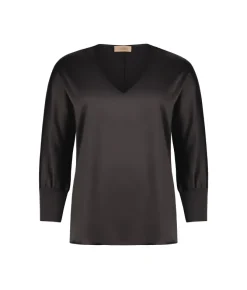 Blusa con scollo a V in seta