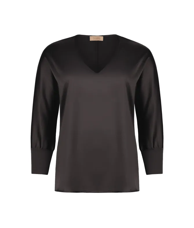 Blusa con scollo a V in seta