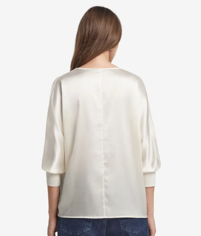 Blusa con scollo a V in seta
