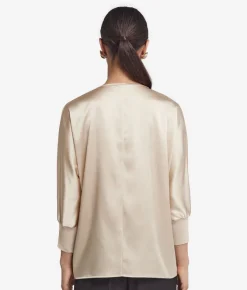 Blusa con scollo a V in seta