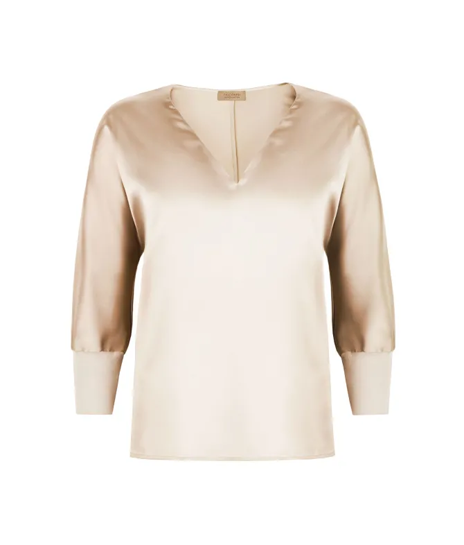 Blusa con scollo a V in seta