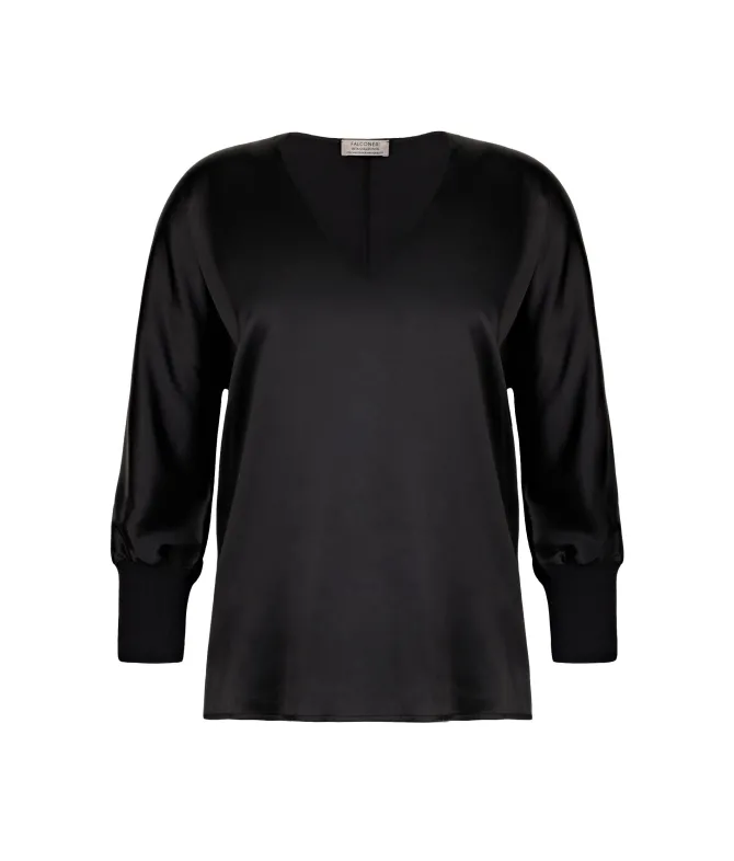 Blusa con scollo a V in seta