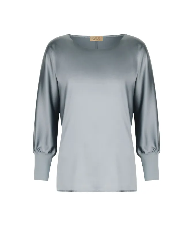 Blusa girocollo in seta