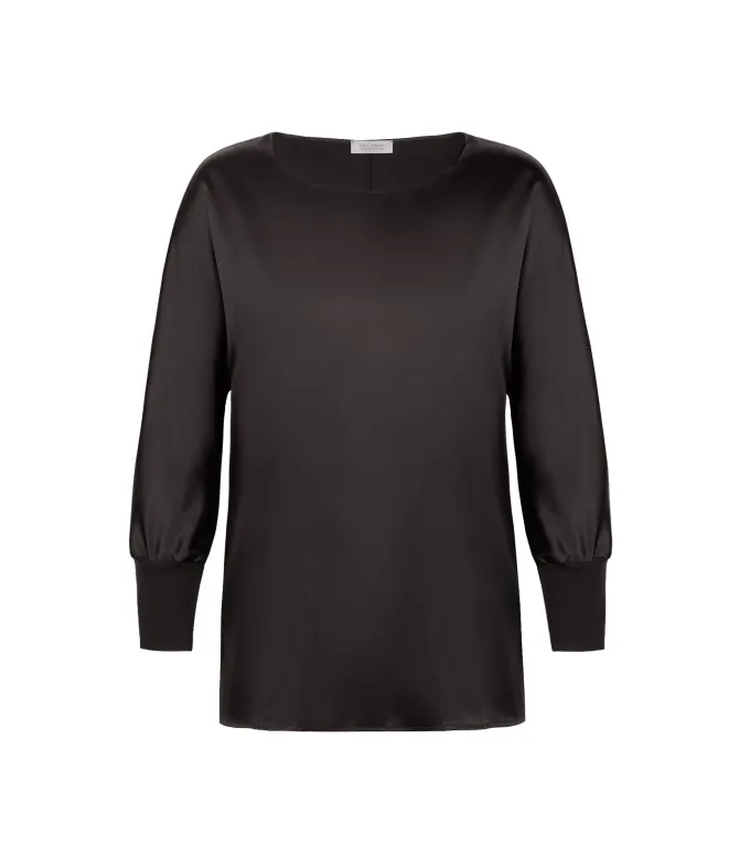 Blusa girocollo in seta