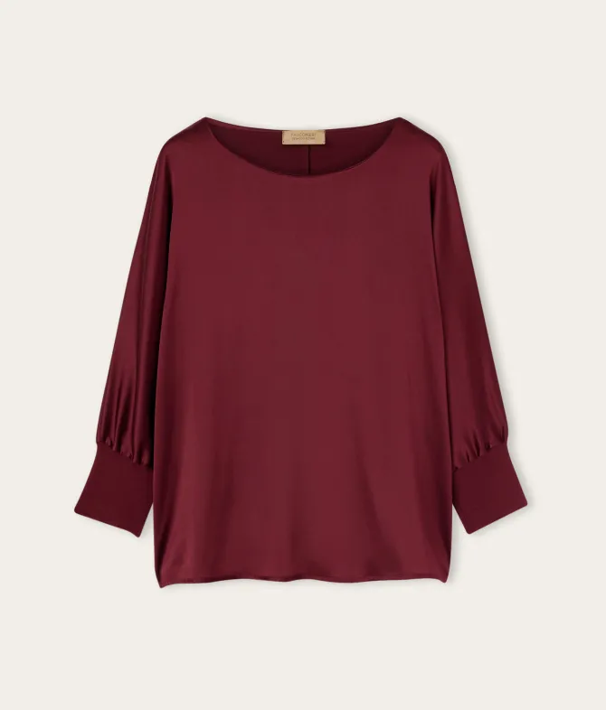 Blusa girocollo in seta