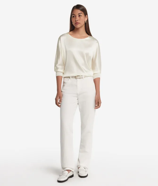 Blusa girocollo in seta