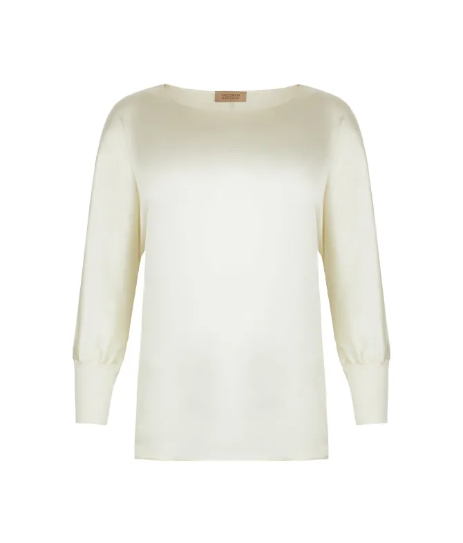 Blusa girocollo in seta