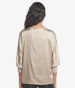 Blusa girocollo in seta