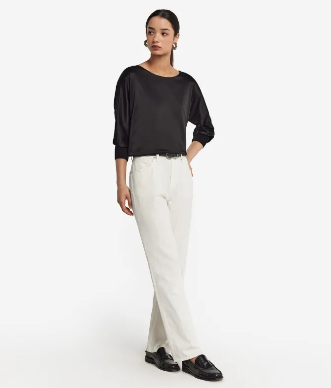 Blusa girocollo in seta
