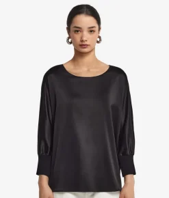 Blusa girocollo in seta