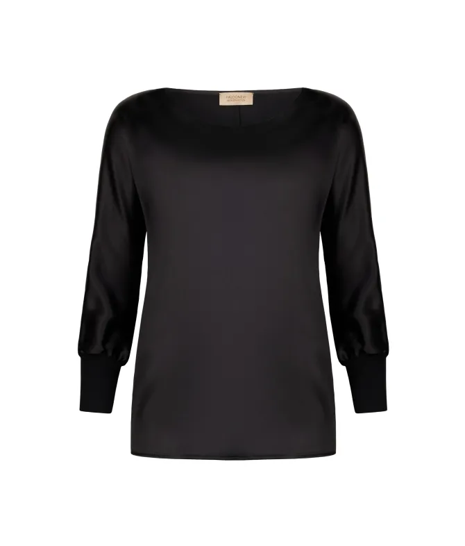 Blusa girocollo in seta