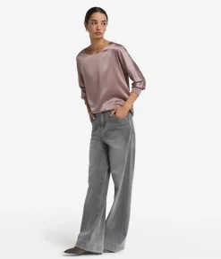 Blusa girocollo in seta