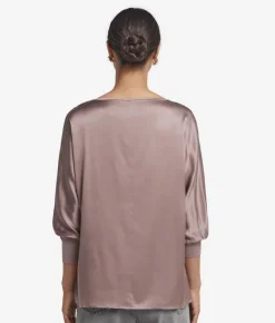 Blusa girocollo in seta