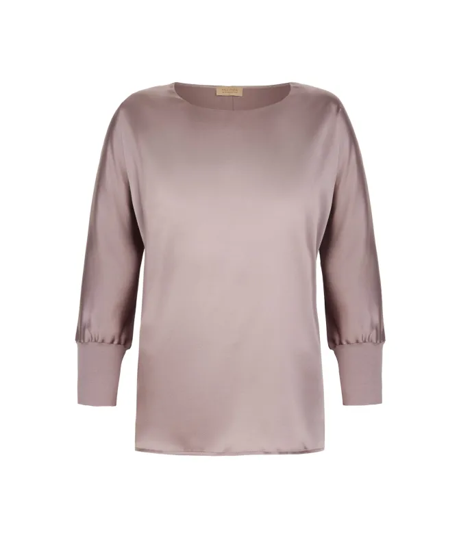 Blusa girocollo in seta