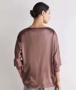 Blusa girocollo in seta