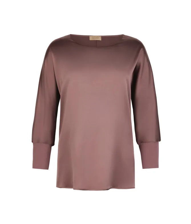 Blusa girocollo in seta