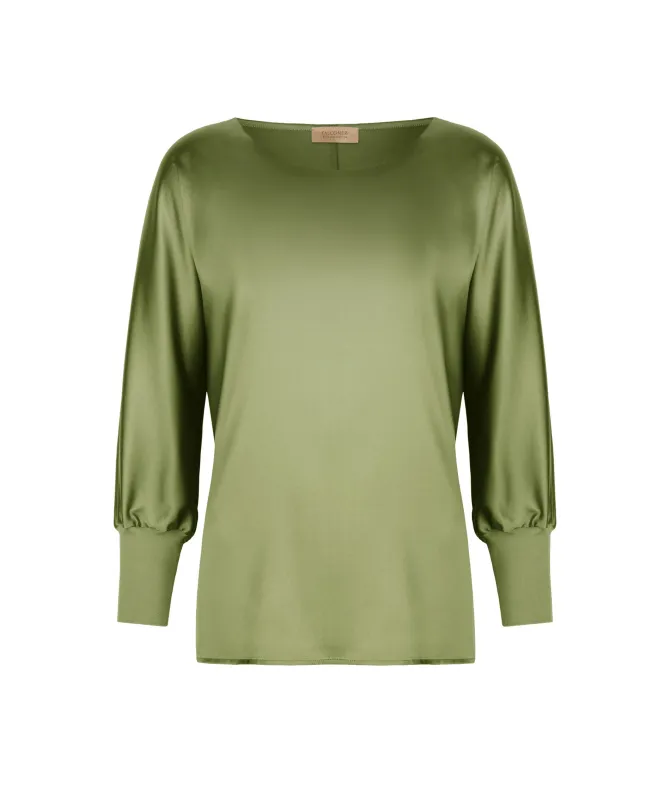 Blusa girocollo in seta