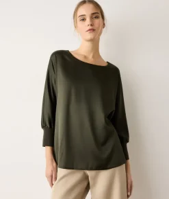 Blusa girocollo in seta