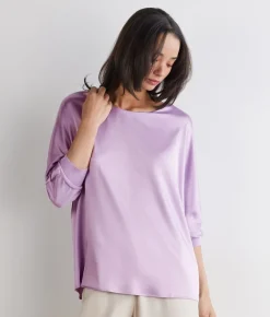 Blusa girocollo in seta