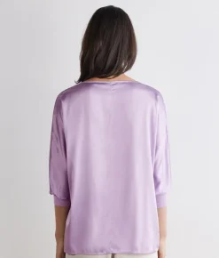 Blusa girocollo in seta