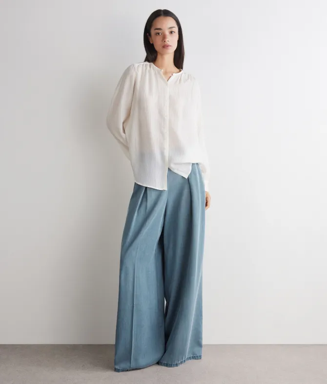 Blusa goffrata in seta cotone