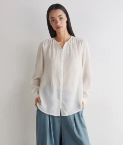 Blusa goffrata in seta cotone