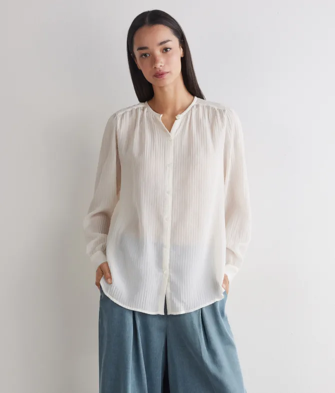 Blusa goffrata in seta cotone