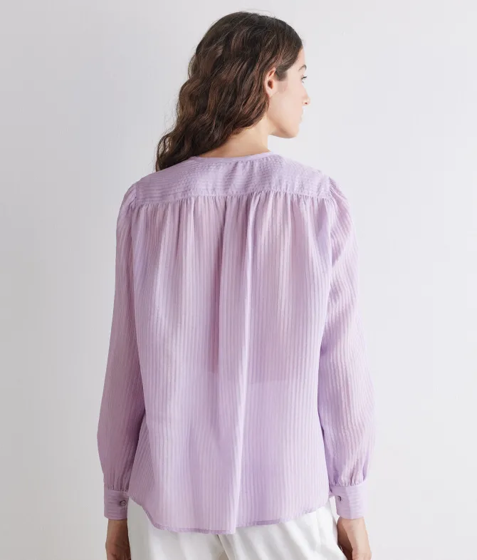 Blusa goffrata in seta cotone