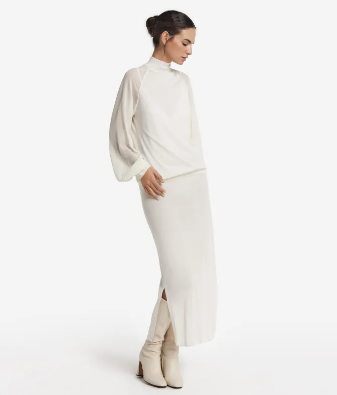 Blusa in Cashmere Ultrafine con inserto in seta