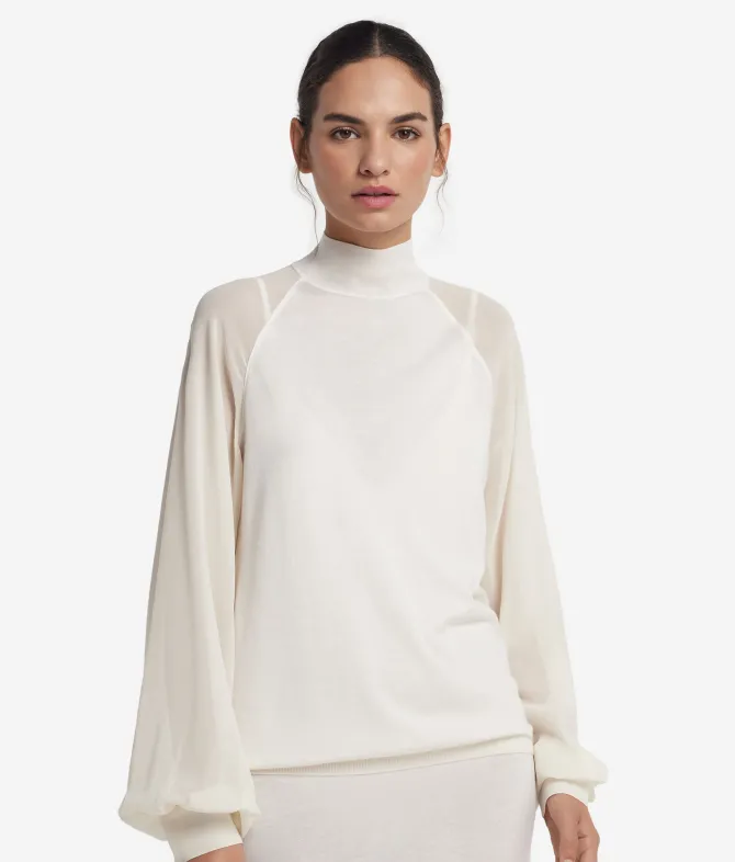 Blusa in Cashmere Ultrafine con inserto in seta