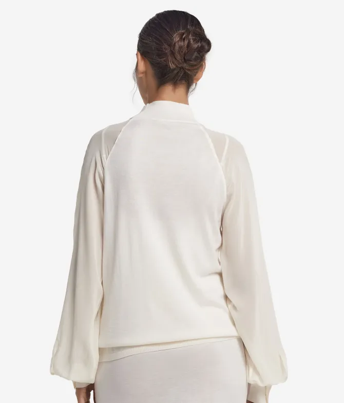 Blusa in Cashmere Ultrafine con inserto in seta