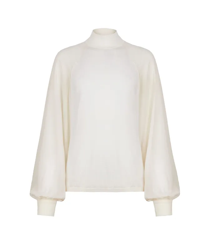 Blusa in Cashmere Ultrafine con inserto in seta