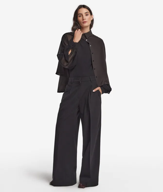 Blusa in Cashmere Ultrafine con inserto in seta