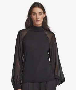 Blusa in Cashmere Ultrafine con inserto in seta