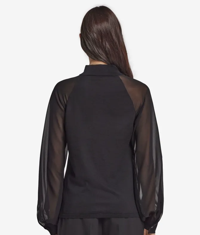 Blusa in Cashmere Ultrafine con inserto in seta
