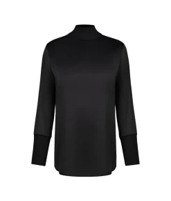 Blusa in raso di seta con inserti in maglia