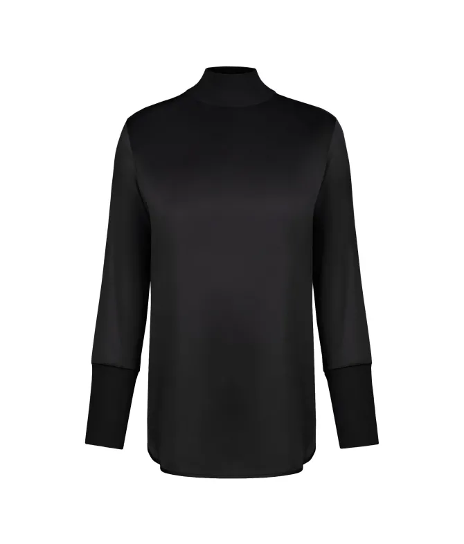 Blusa in raso di seta con inserti in maglia