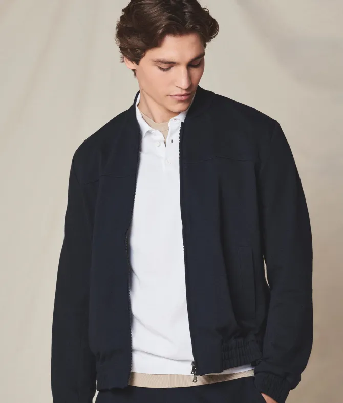 Bomber jersey in cotone e lino