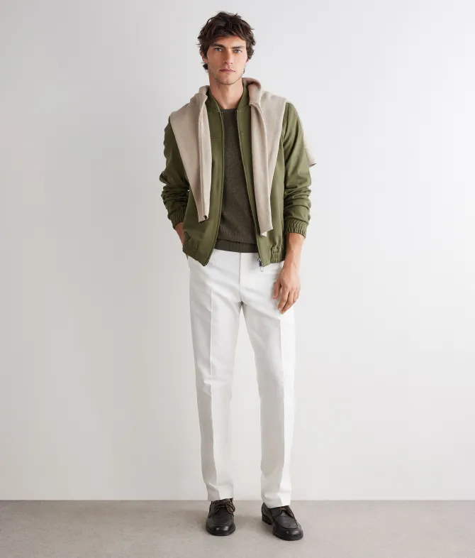 Bomber jersey in cotone e lino