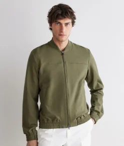 Bomber jersey in cotone e lino