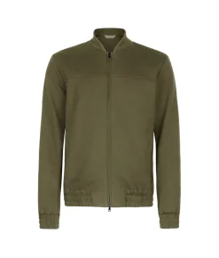 Bomber jersey in cotone e lino