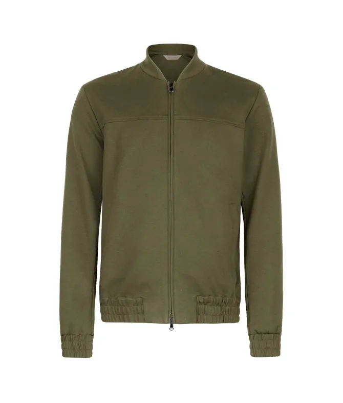 Bomber jersey in cotone e lino